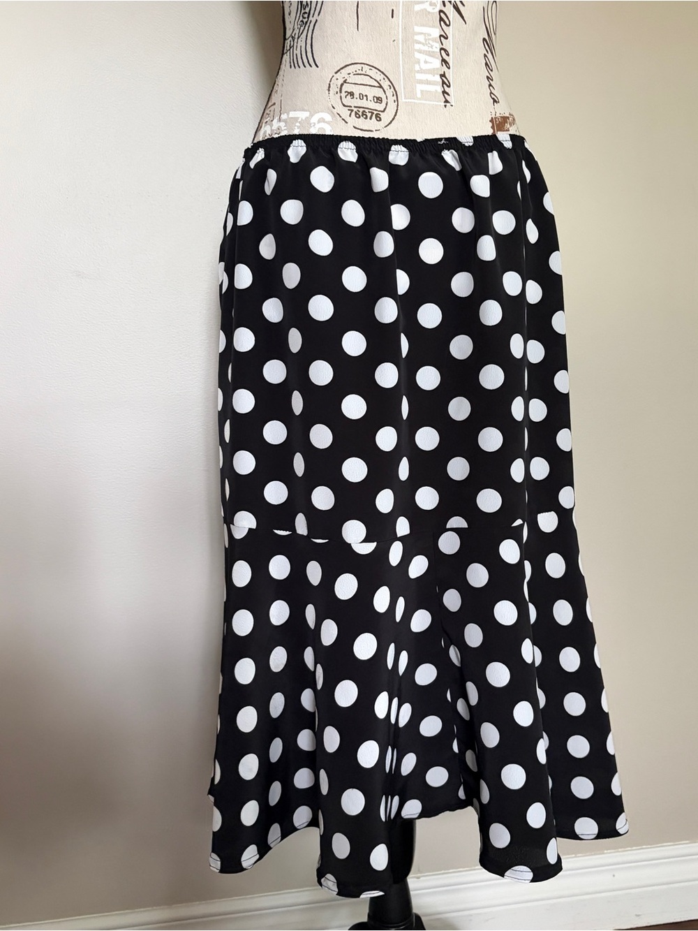 Vintage Daniel Laurent Black Polka Dot Skirt 90s Classic Retro - Picture 4 of 9